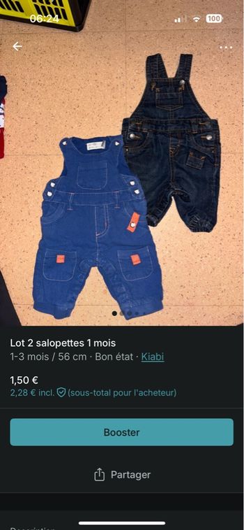 Lot 2 salopettes 1 mois