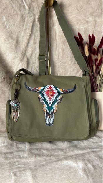 Sac à bandoulière amérindien vert armée neuf – style bohème western vintage