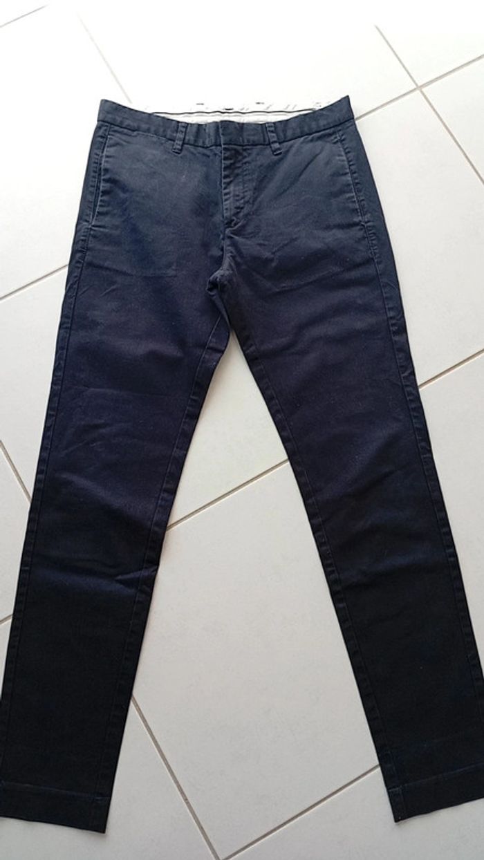 Pantalon slim stylo chino. Bleu Marine. Taille 38. Jules
