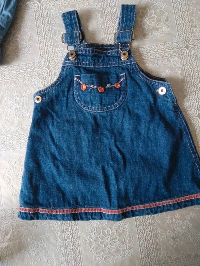Robe salopette en jean 9 mois