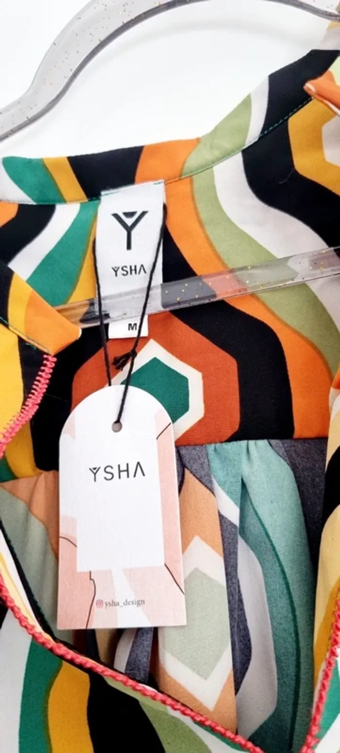 Blouse imprimée graphique neuve avec étiquette 38 vert Ysha - photo numéro 3
