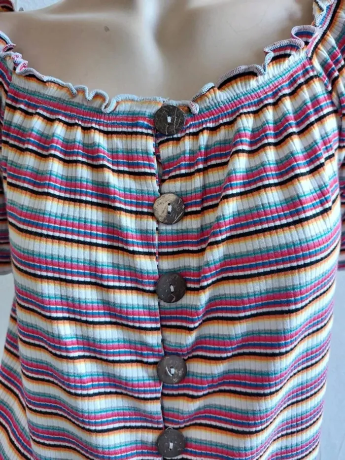 Jolie blouse à rayures multicolores Taille L - photo numéro 3