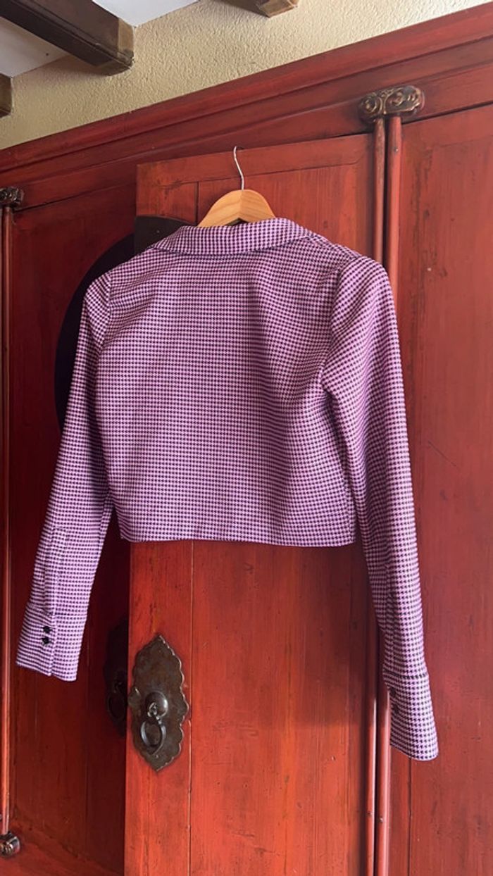 Zara haut motif pied de poule rose et noir taille S - photo numéro 5