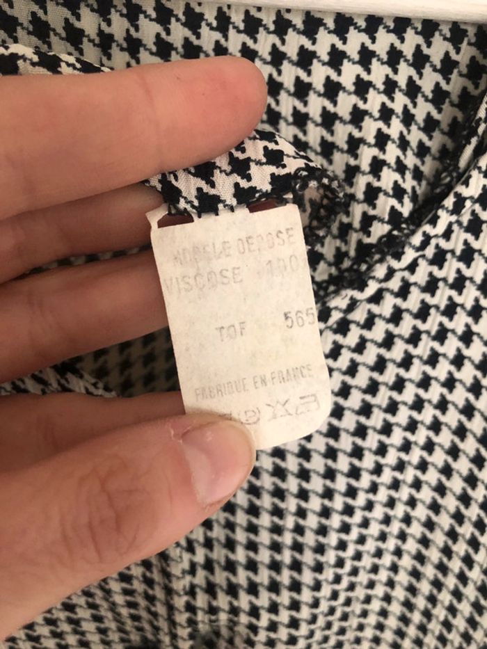 Blouse vintage motif pied-de-poule 42 44 excellent état - photo numéro 16