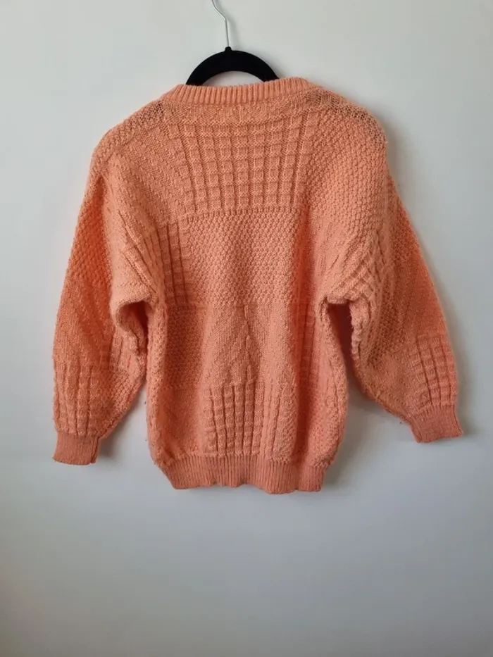 Pull over tricoté rose saumon vintage - photo numéro 15