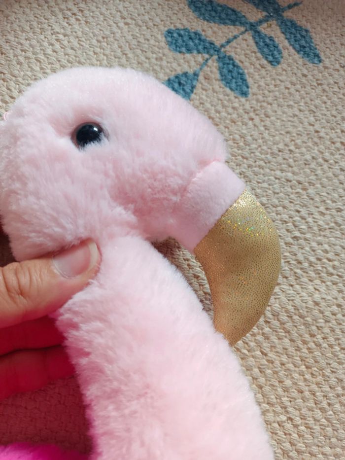 Peluche Flamant rose pailletés 25cm the home deco kids - photo numéro 3