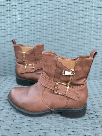 Bottines effet cuir marron femme Taille 38