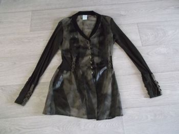 Veste LEGATTE JEANS voile et satin marron très chic 38 NEUVE