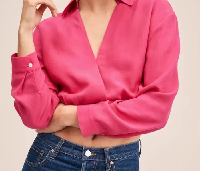 Blouse crop rose Mango - photo numéro 3