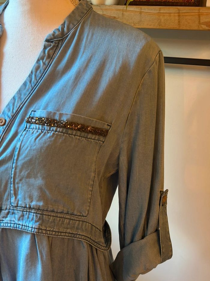 Robe bleu clair coupe midi taille XS Zara - photo numéro 4