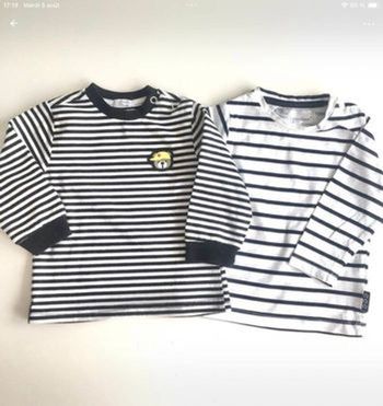Lot de 2 t-shorts  rayés manches longues 6 mois
