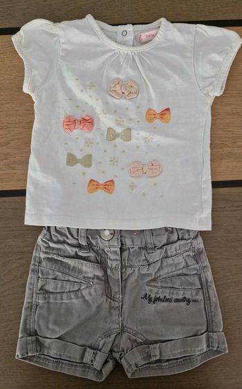 Ensemble tee shirt gemo et short kid kanai 12 mois en très bon état