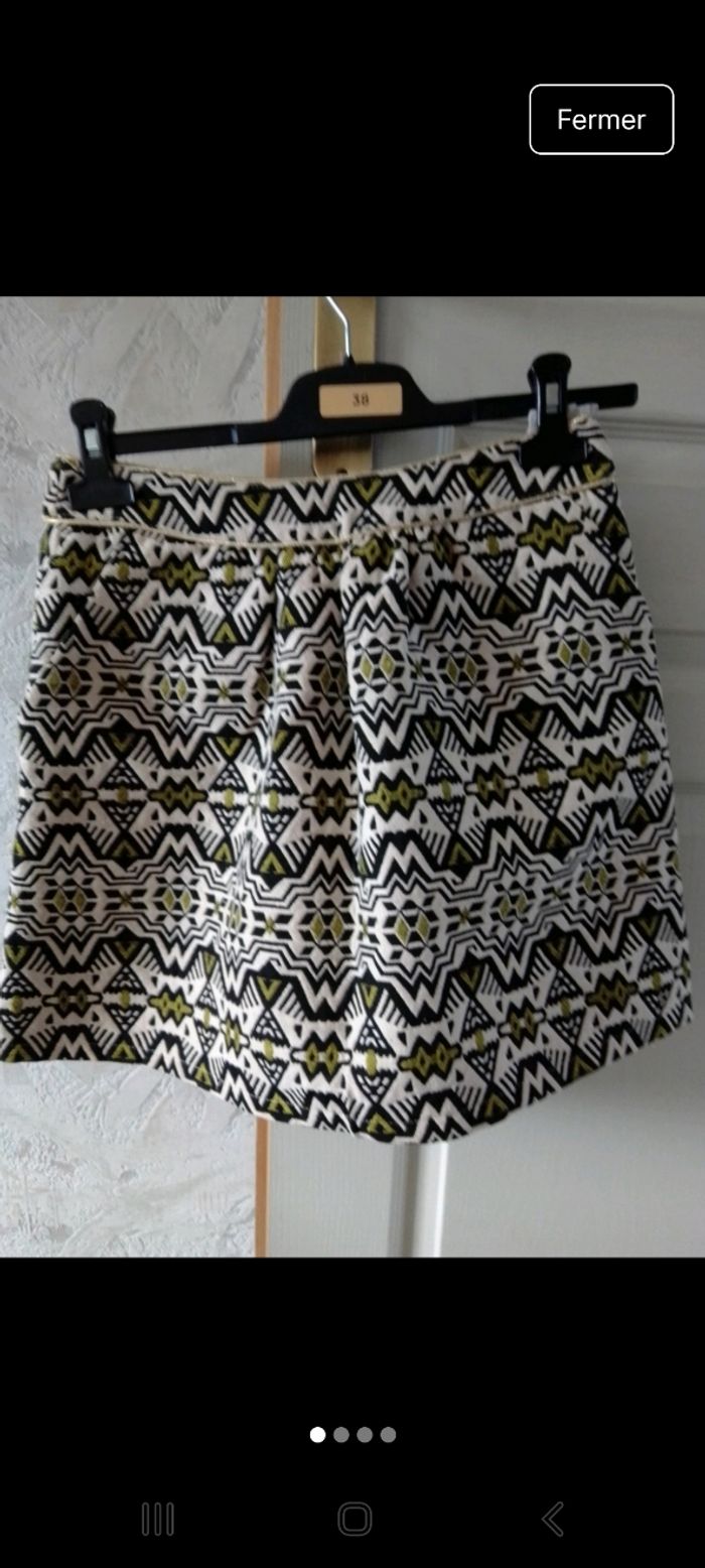 Jupe courte crème/noir/vert