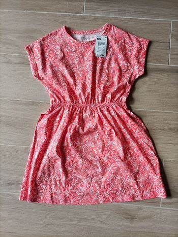 Robe fille 12 ans manches courtes orange fleurs Gémo  été Neuve