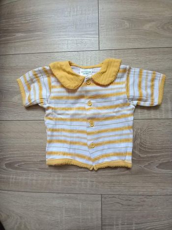T-shirt manches courtes jaune et blanc 3 mois