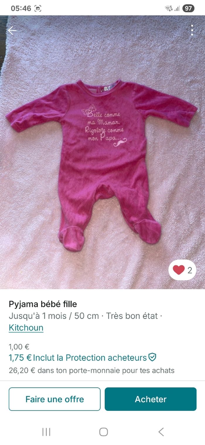 Lot de Pyjama grenouillère 50 cm jusqu'à 1 mois plusieurs marques - photo numéro 7