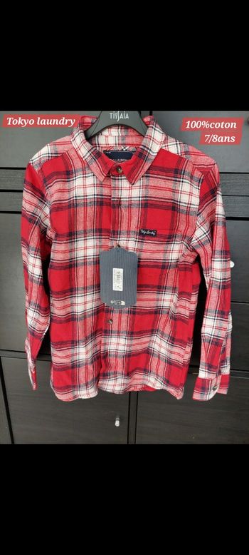 Chemise rouge noire et blanche garçon 7/8ans