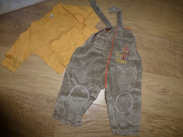 Ensemble salopette +T-shirt manches longues Sucre d'orge - 1 an