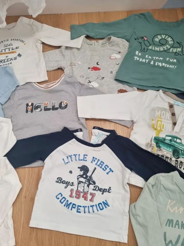 Lot de 16 t shirt manche longue 12 mois - photo numéro 5