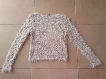 Pull troué à poils beige femme XS RINASCIMENTO TBE