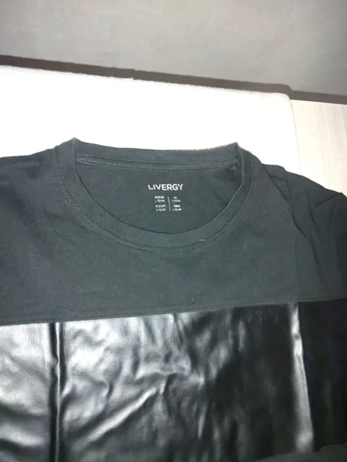 T-shirt noir livergy taille L bi matières - photo numéro 2