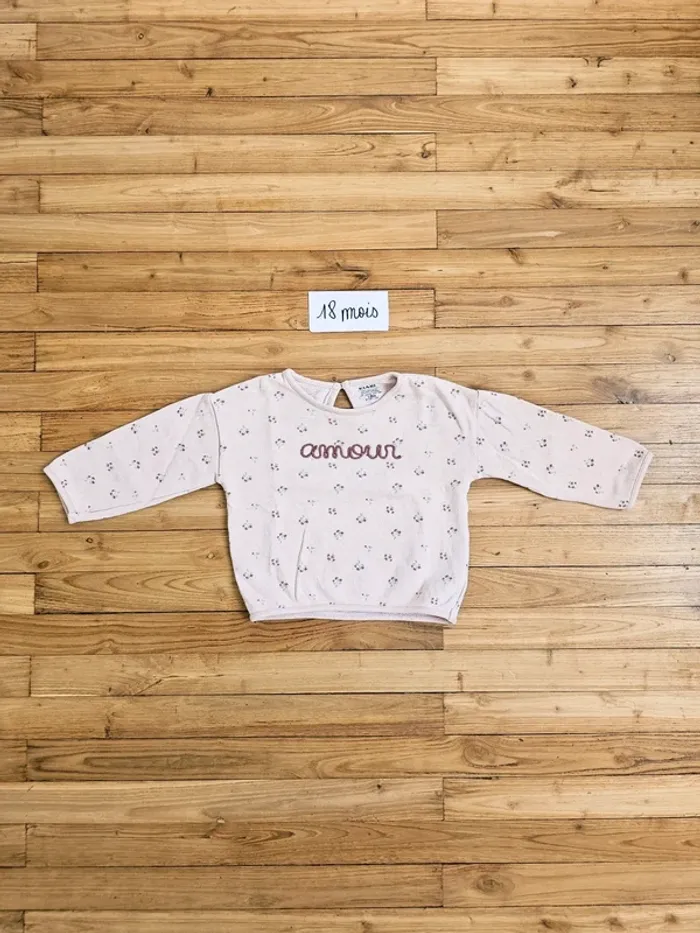 Sweat sweat-shirt pull fleurs rose bébé fille 18 mois