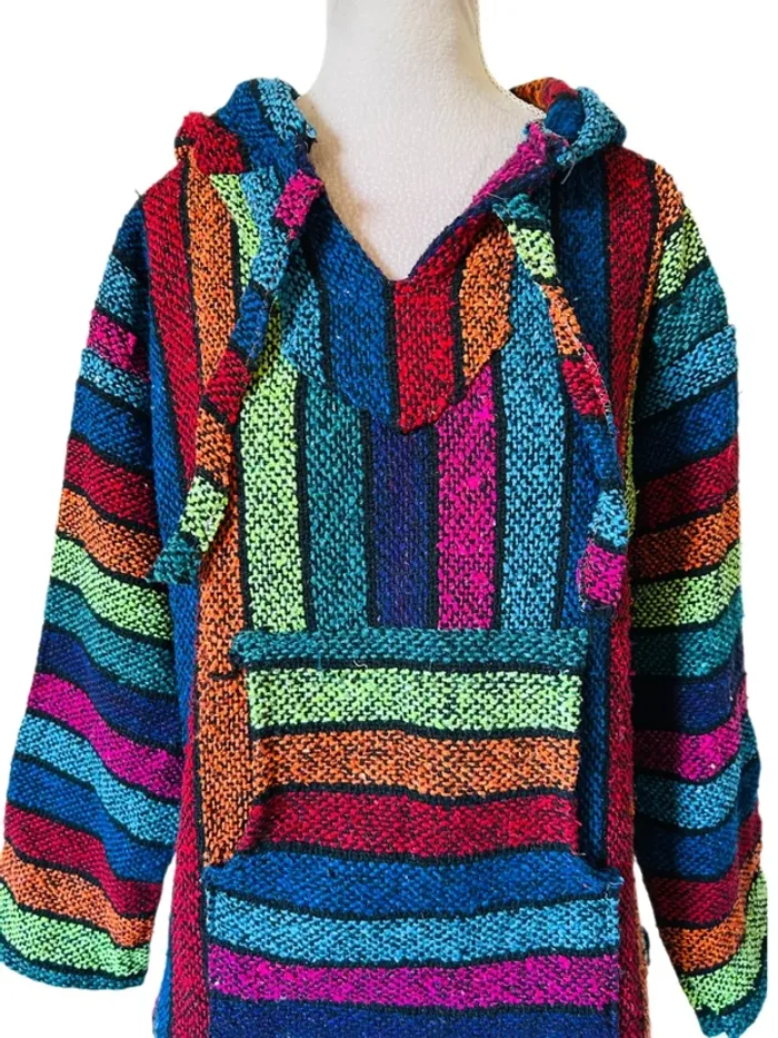 💙🌿 Baja Hoodie artisanal boho ethnique Made in Mexico ethnic festival hippie sweat 🌿💜 - photo numéro 9