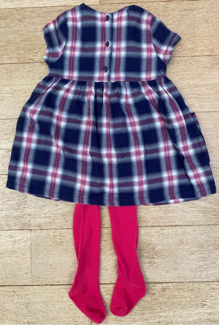 Robe carreaux collant 2 ans fille chaud - photo numéro 3