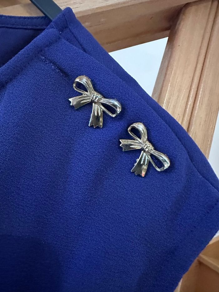 Robe bleue violette see U soon taille 38 avec ceinture intégrée et bouton noeuds papillon - photo numéro 3