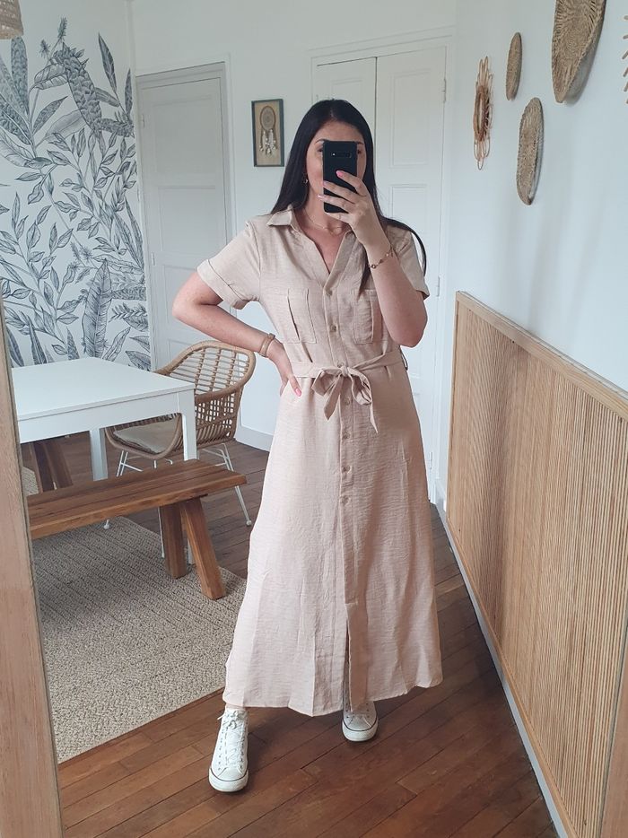 Robe longue Seychelles beige effet lin Taille S/M