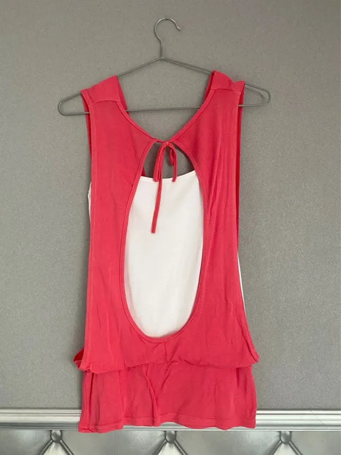 Haut / Débardeur rose & blanc vintage S - photo numéro 2