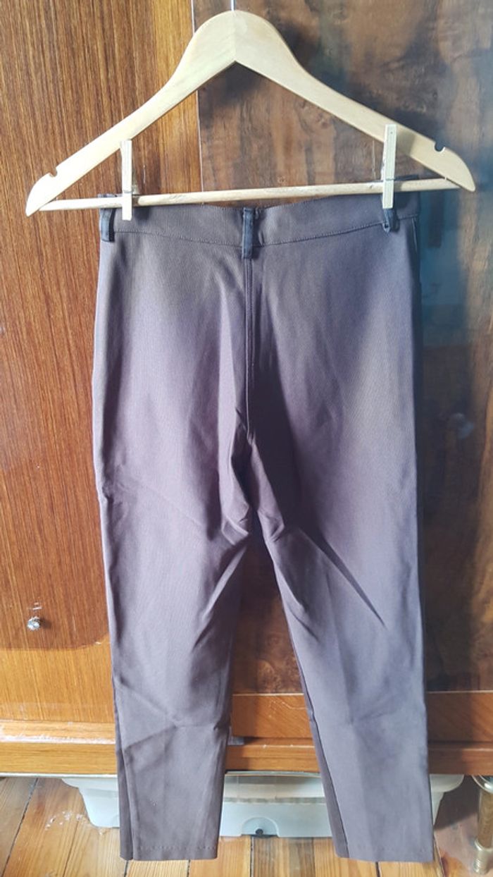 Pantalon marron bi matière - photo numéro 3