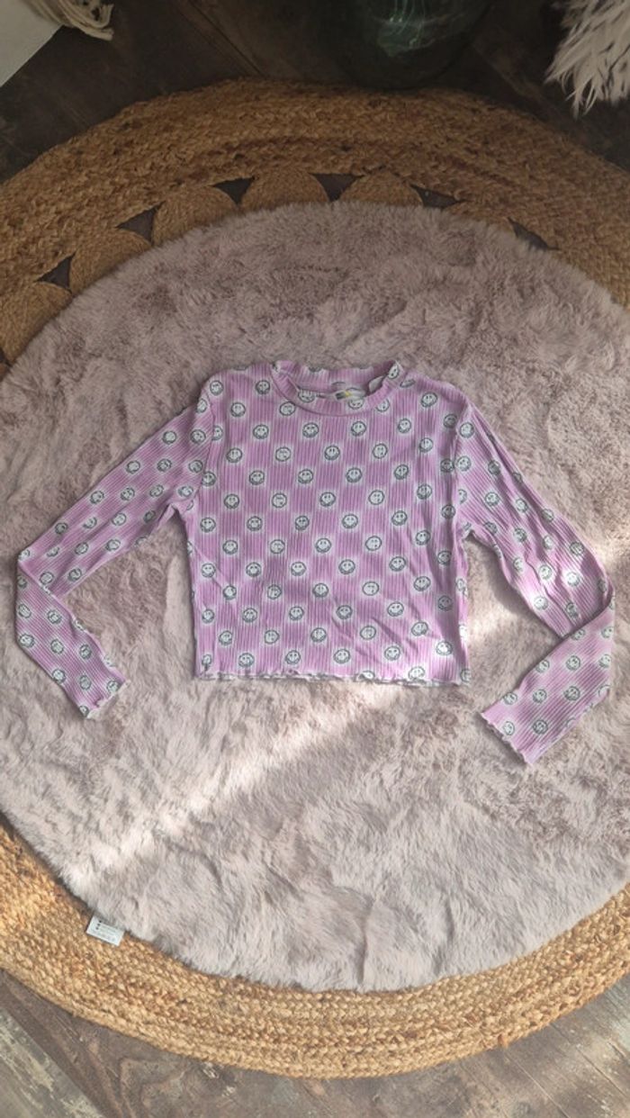 Crop top manches longues Smiley world 🌸 11/12 ans