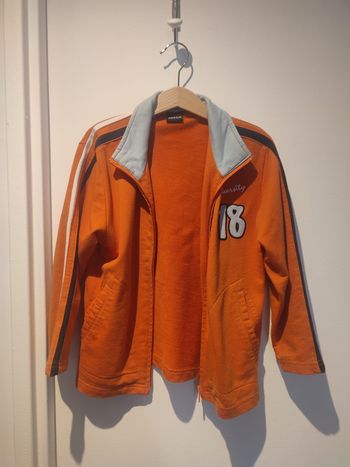 Veste zippée orange à col gris - Style Skateboard - 5 ans