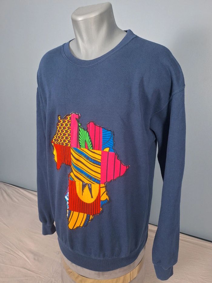 Sweat col rond / crewneck homme bleu foncé / taille XL full broderie (473) - photo numéro 4