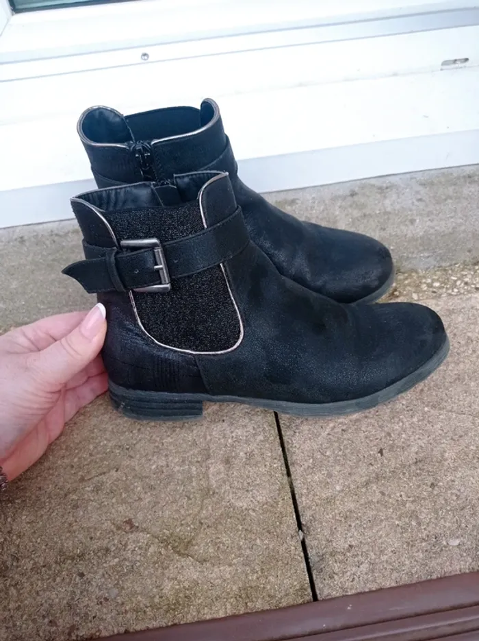 Bottines bleu marine en daim