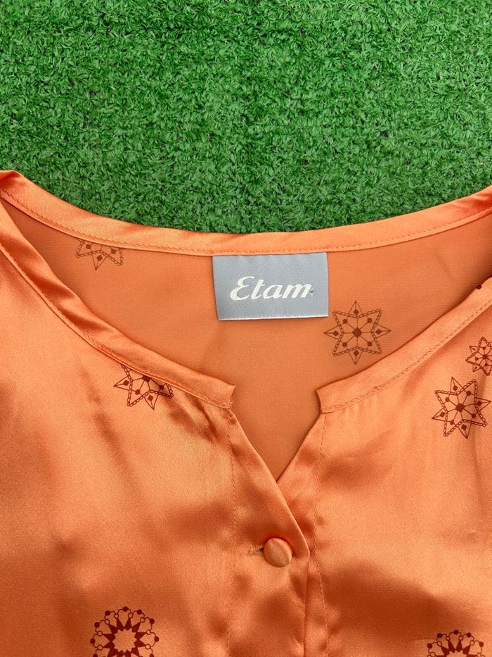 Tunique Etam orange étoiles M femme très bon état - photo numéro 3