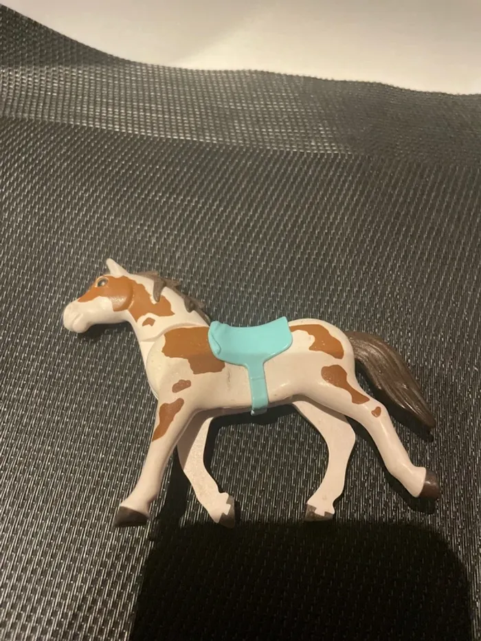 Playmobil figurine cheval blanc tacheté marron western écurie centre équestre équitation - photo numéro 5