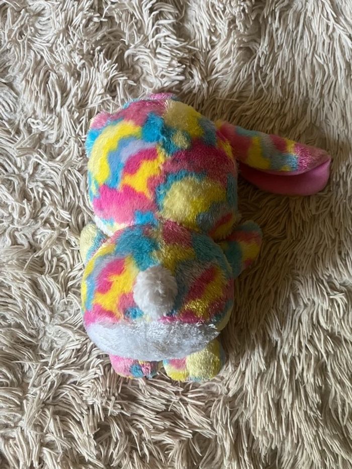Troody - Brilloo Friends peluche lapin jaune rose bleu et blanc - photo numéro 3