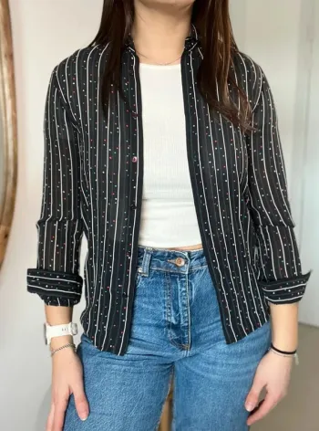 Chemise rayée noire vintage japonais