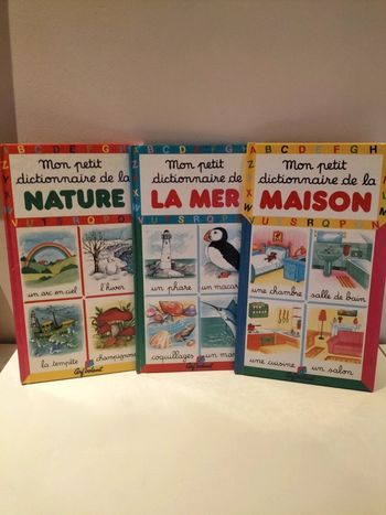 Lot de 3 livres " Mon petit dictionnaire" Nature, Mer, et Maison