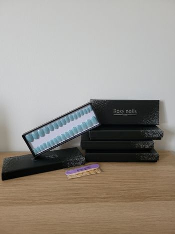 Lot de 5 boîtes de faux ongles Roxy Nails Paris – 4 neufs + 1 réutilisable