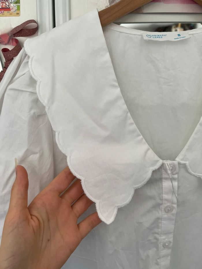 Chemise blanche avec manches bouffante et col Claudine fantaisie, Primark, S - photo numéro 3