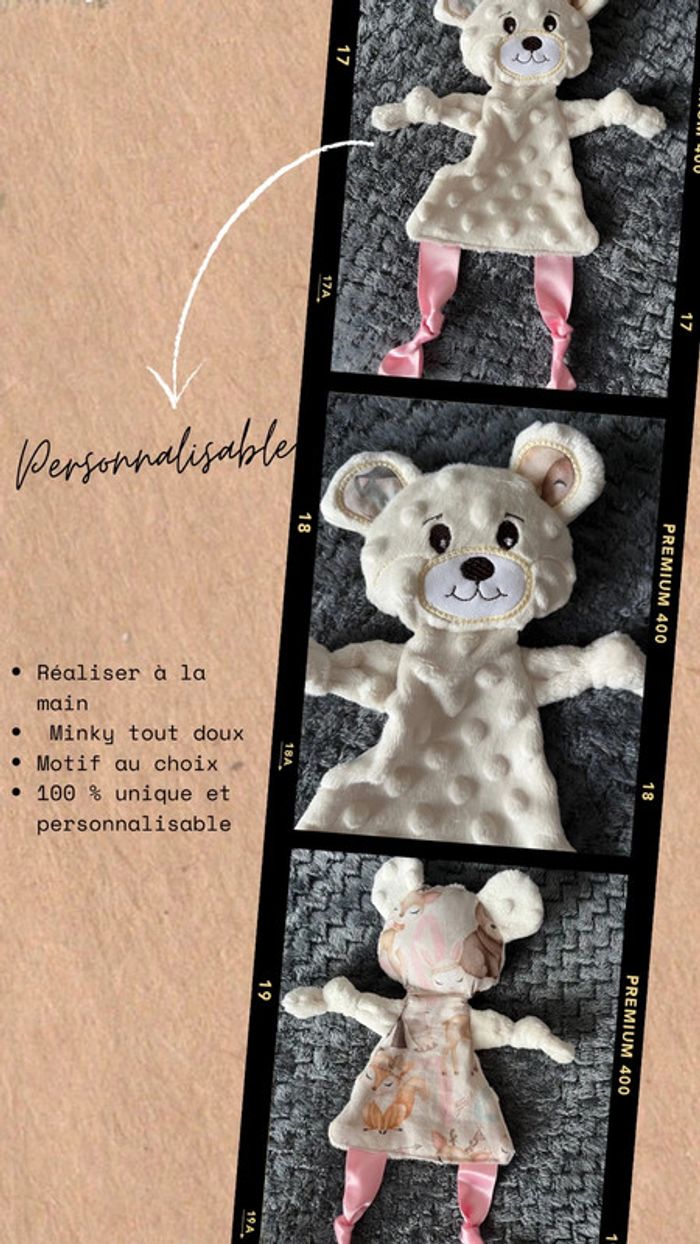 Doudou ours neuf artisanal