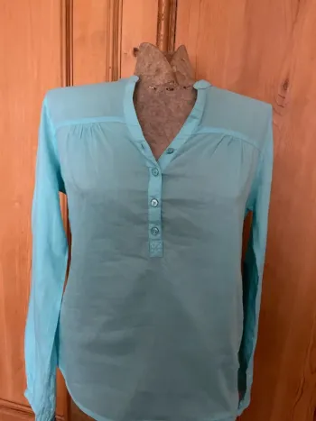 Blouse turquoise coton