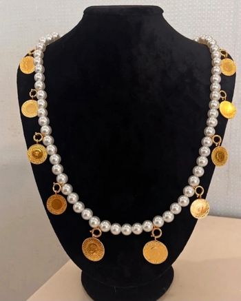 Collier perle blanc ceyrek altin