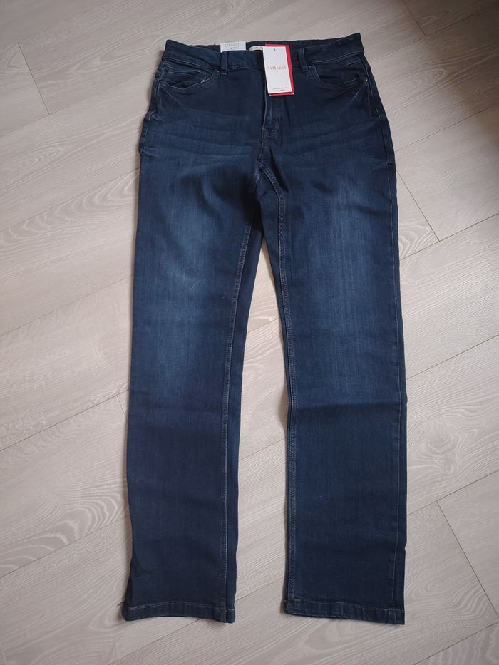 Jean droit bleu foncé taille haute - photo numéro 2