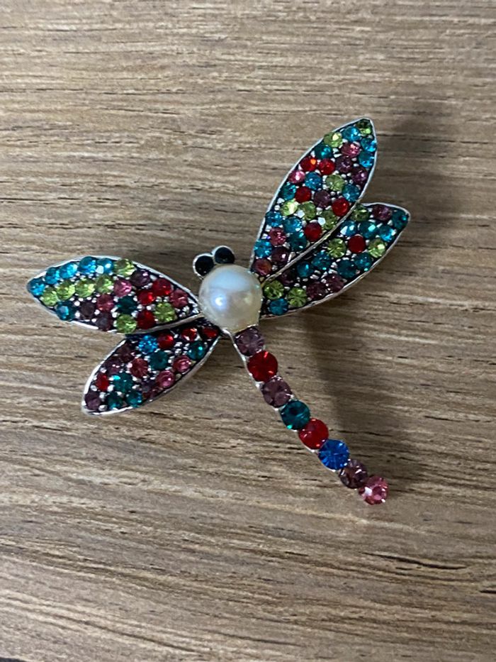 Broche libellule strass - photo numéro 2