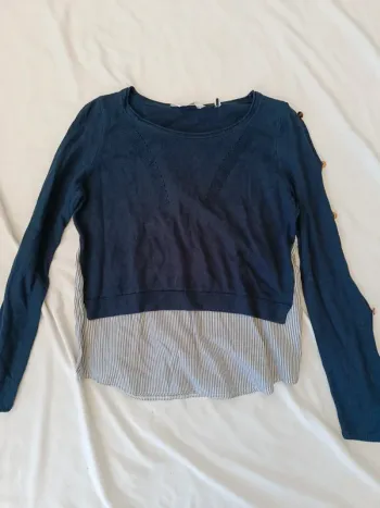 Pull leger effet chemis bleu marine Naf Naf taille S