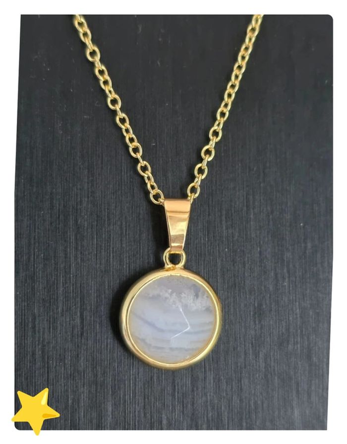 Collier argent plaquage dorée pendentif nacré - photo numéro 3